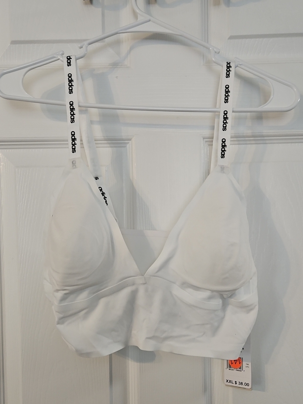 adidas White Logo-Strap Bralette